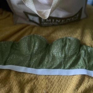 Green and White Bustier Top